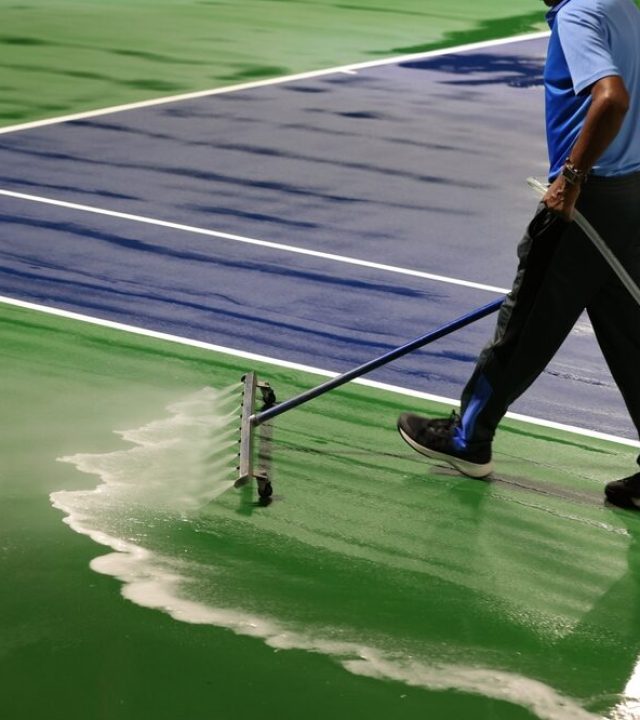 Man,Washing,And,Cleaning,The,Tennis,Court,Before,The,Match